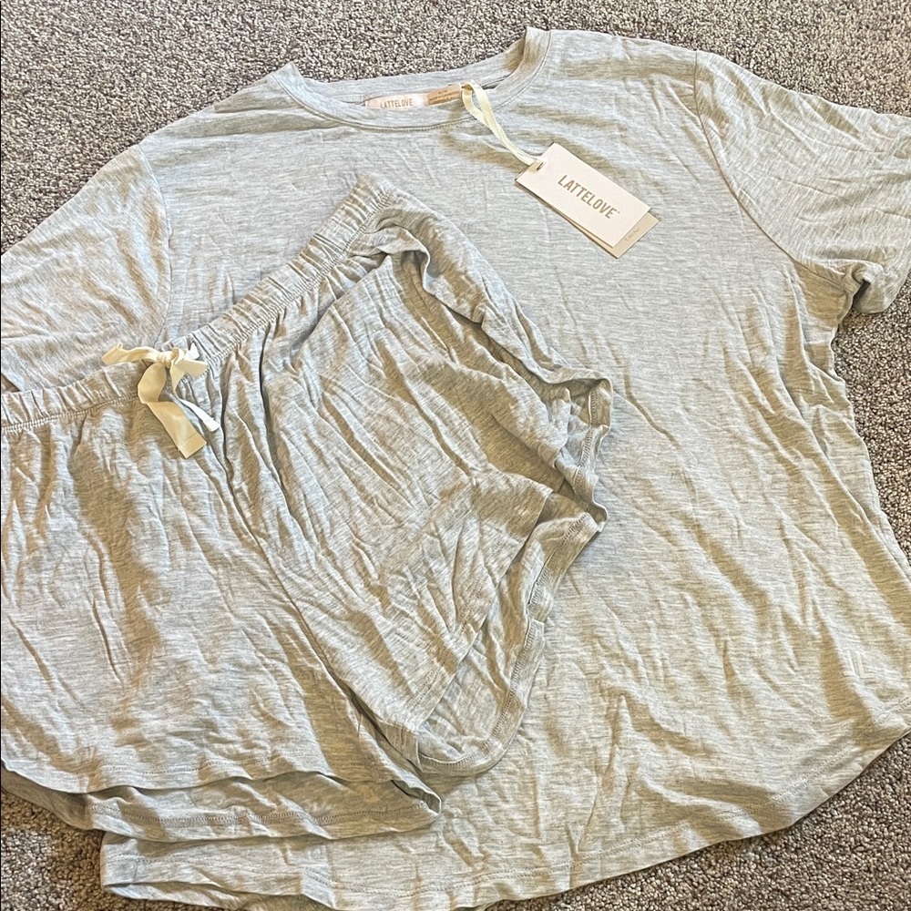 Lattelove live set grey pajama set medium